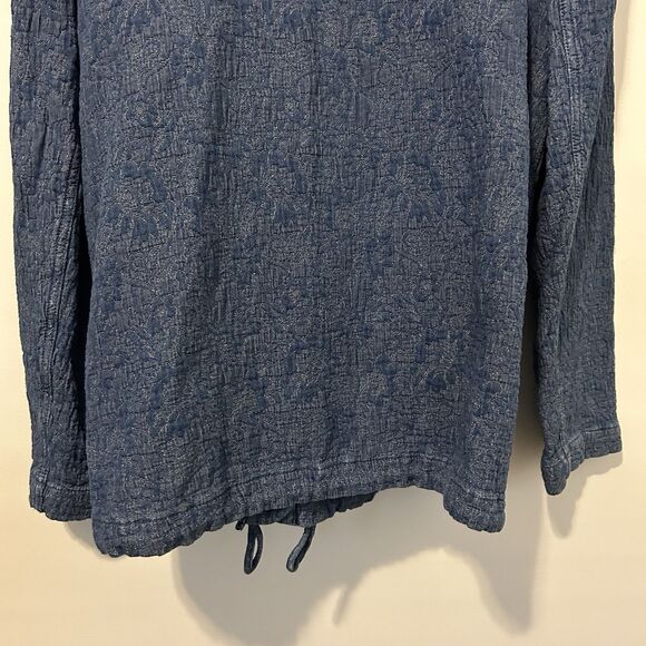 Pure Jill Jacket Womens M Blue Indigo Floral Jacquard Textured Boho Mature Offic - Picture 10 of 10